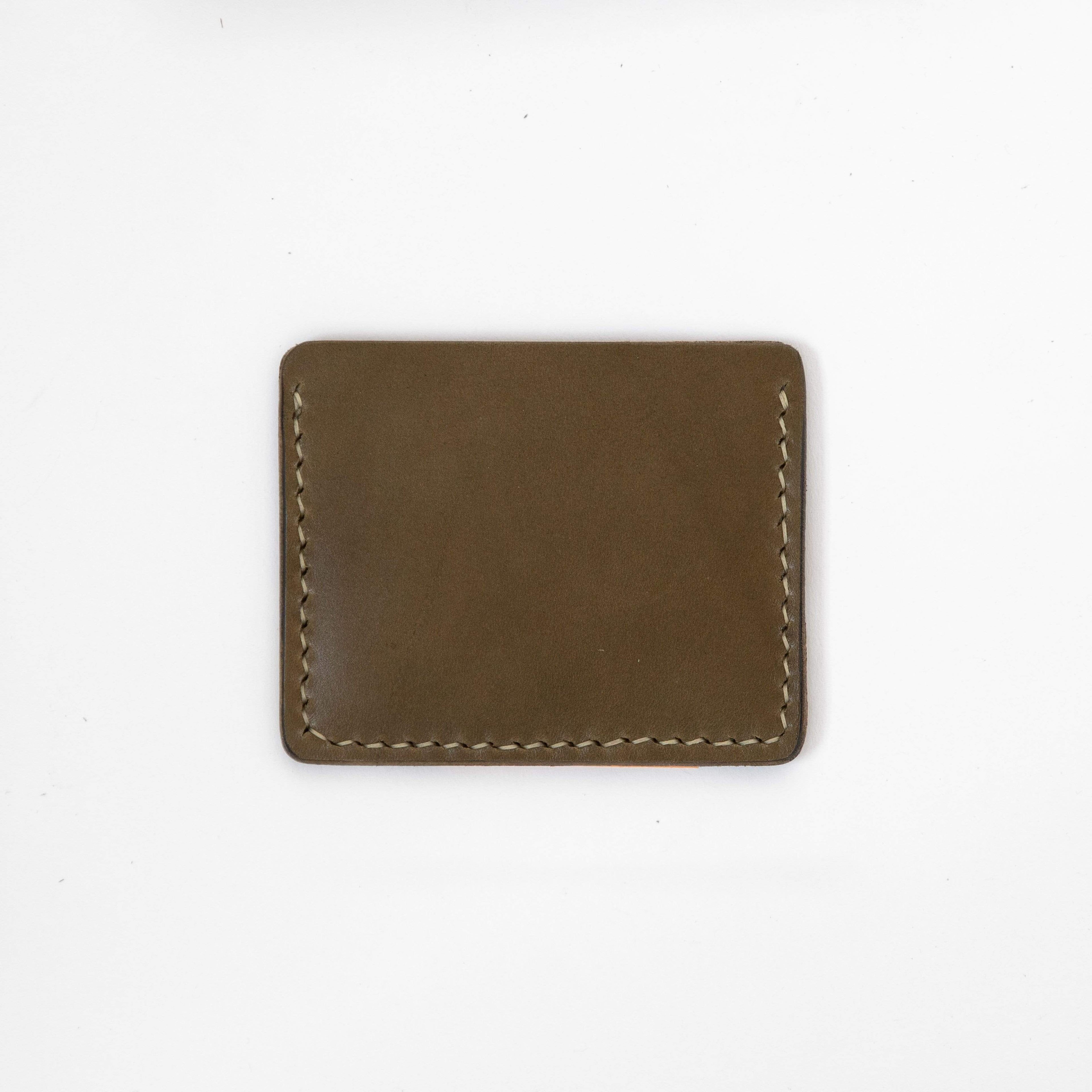 Olive Green Slim Card Wallet- slim wallet - mens leather wallet - KMM & Co.