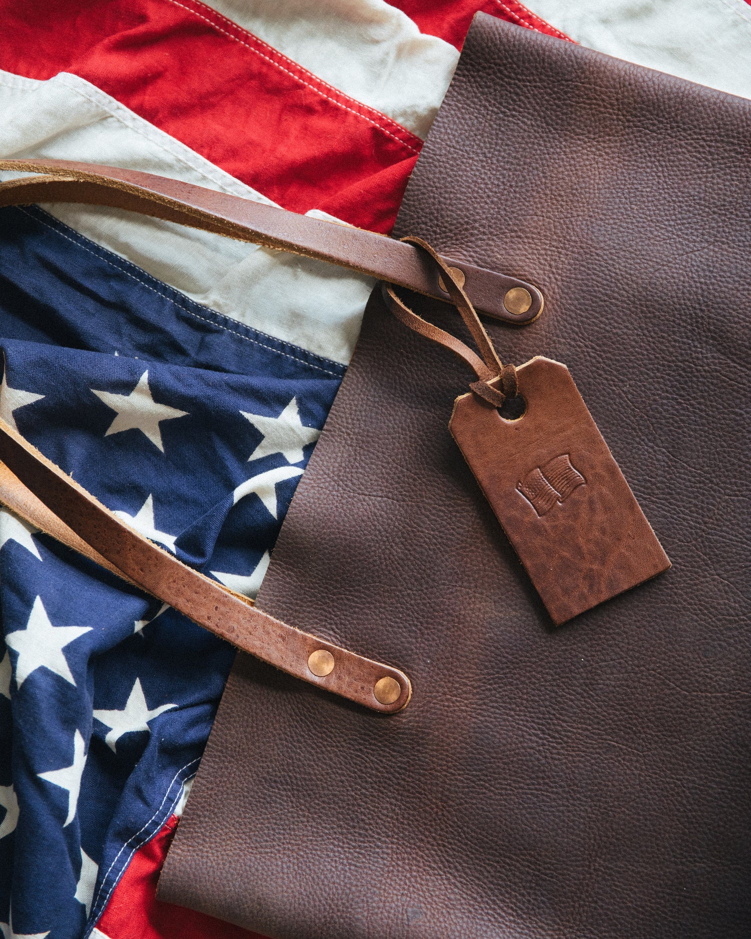 Tan Kodiak leather tote bag | leather totes made in the USA