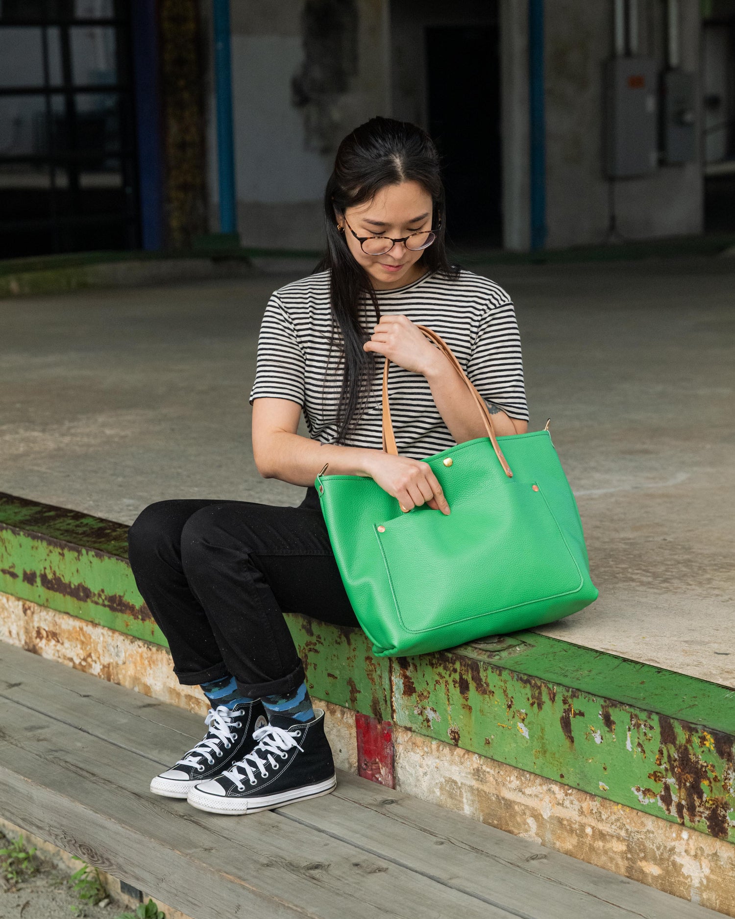 Bright Green Italian Pebbled