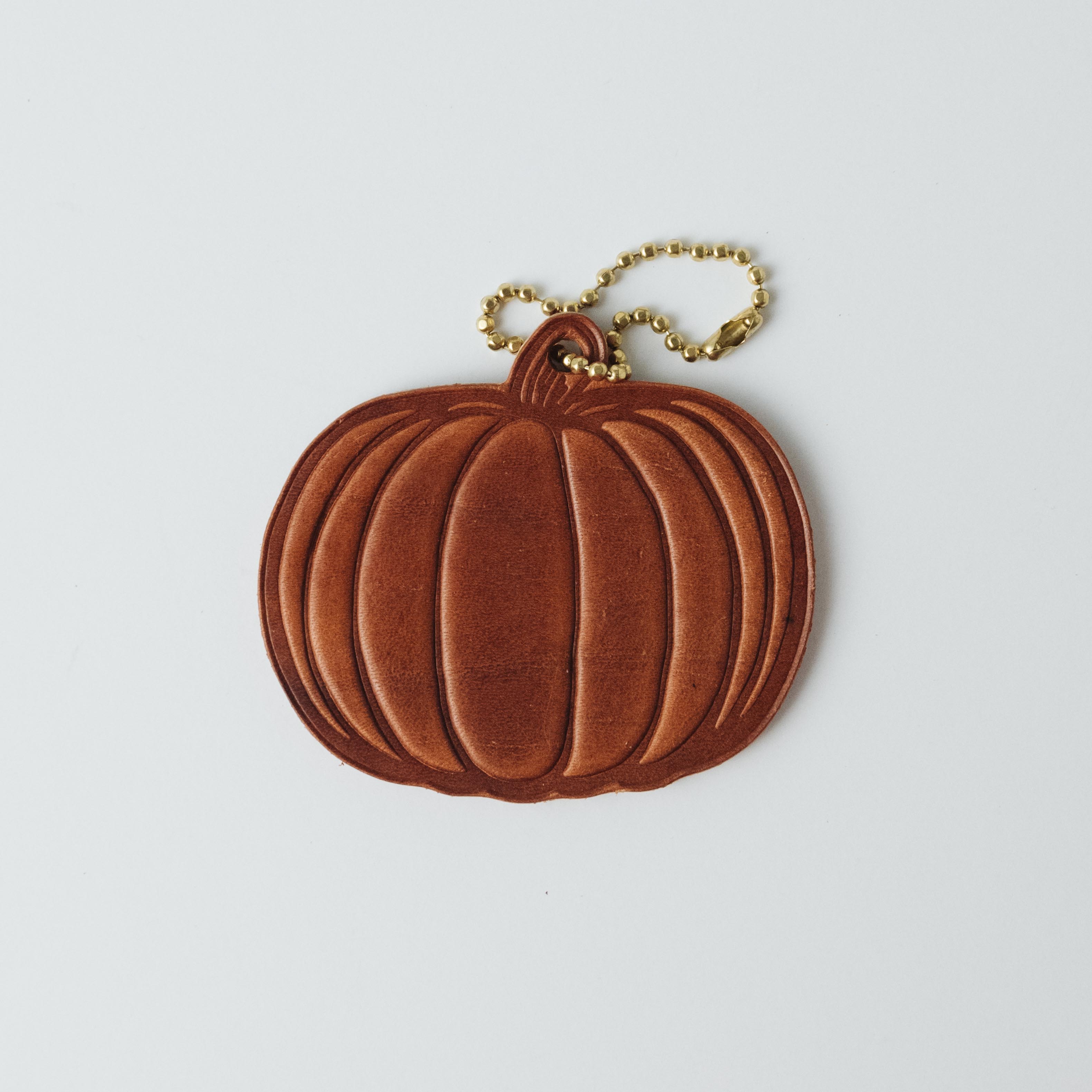 2-Ply Horween Pumpkin Tag- personalized luggage tags - custom luggage tags - KMM &amp; Co.