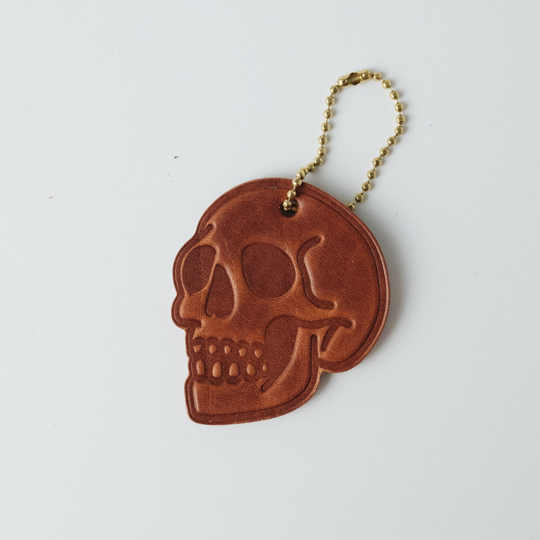 2-Ply Horween Skull Tag- personalized luggage tags - custom luggage tags - KMM &amp; Co.