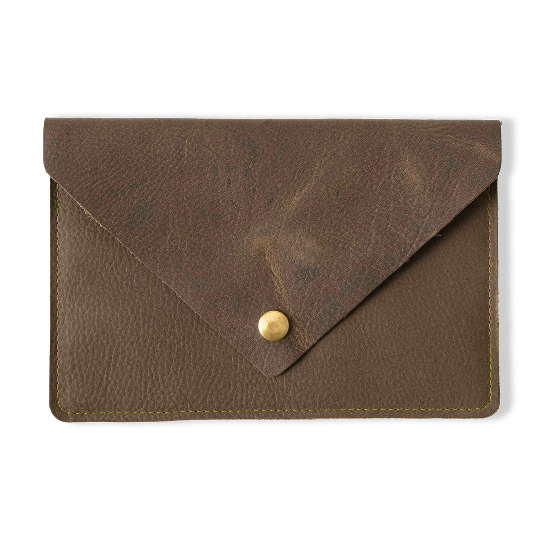 Olive Kodiak Leather Clutch