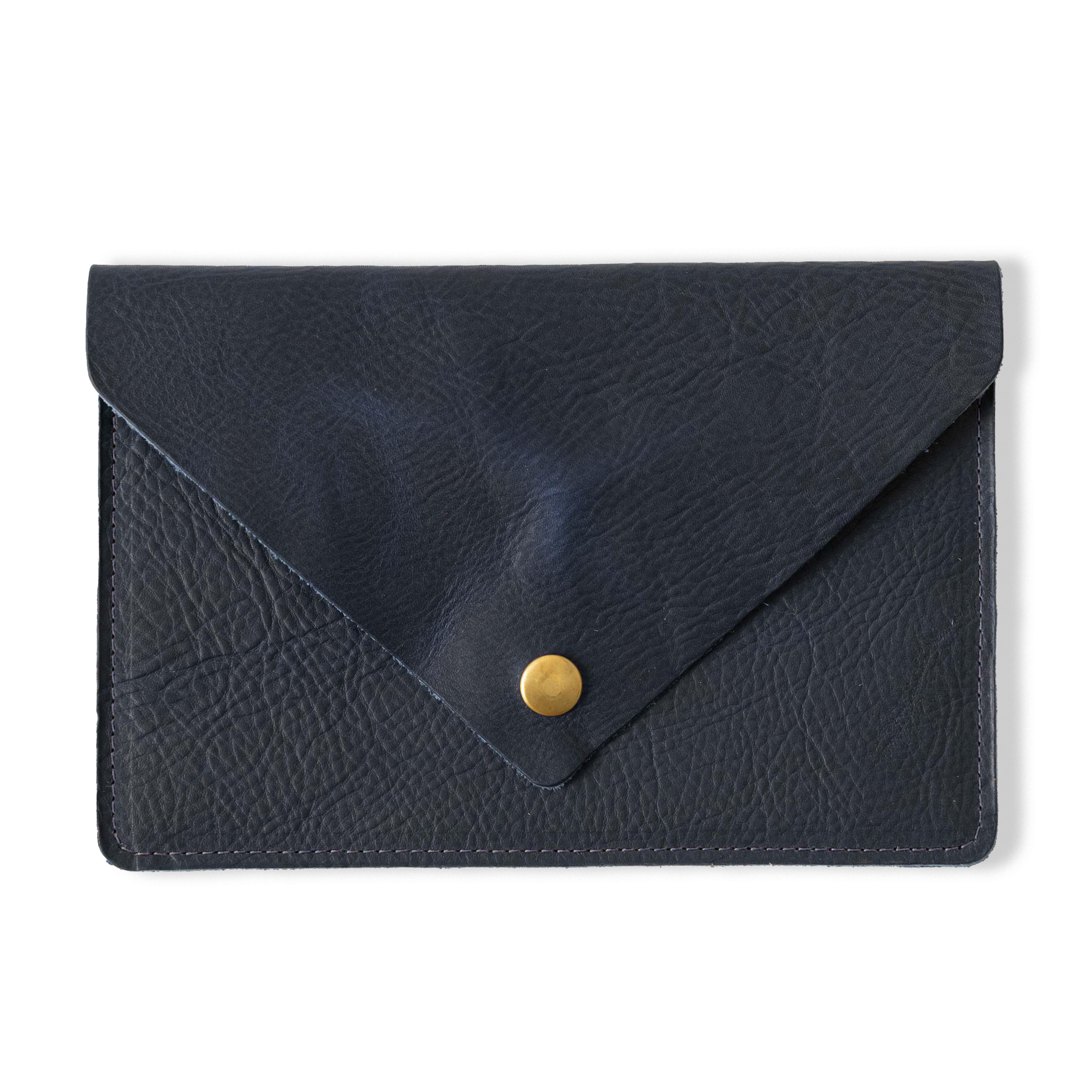 Navy Kodiak Leather Clutch