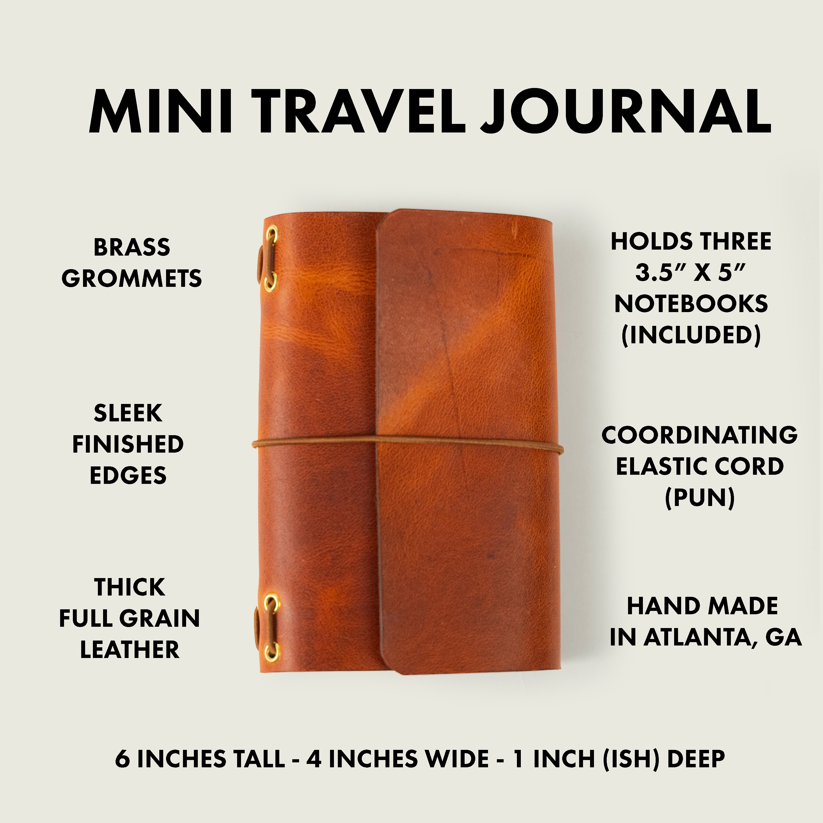 English Tan Dublin Mini Travel Journal