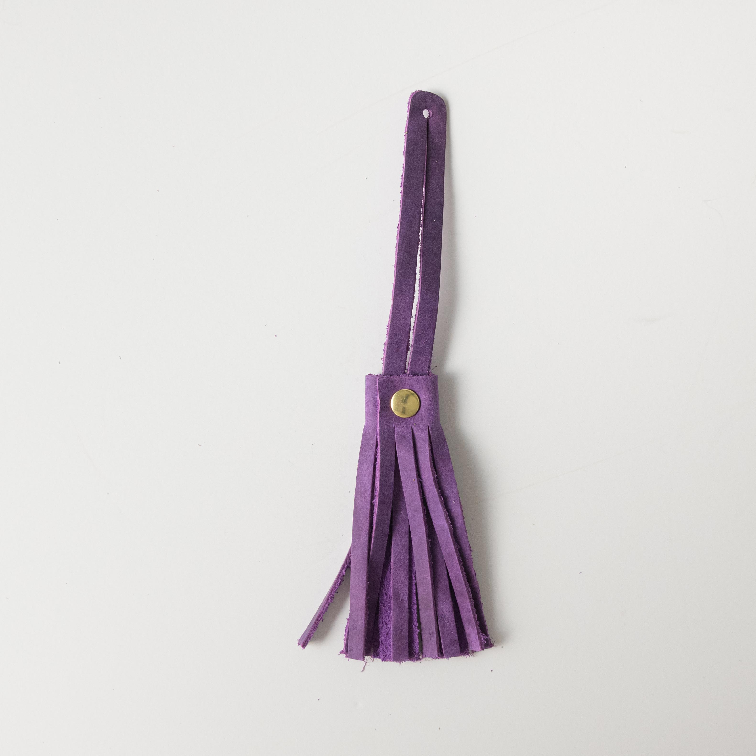 Amethyst Leather Tassel- leather tassel keychain - KMM &amp; Co.