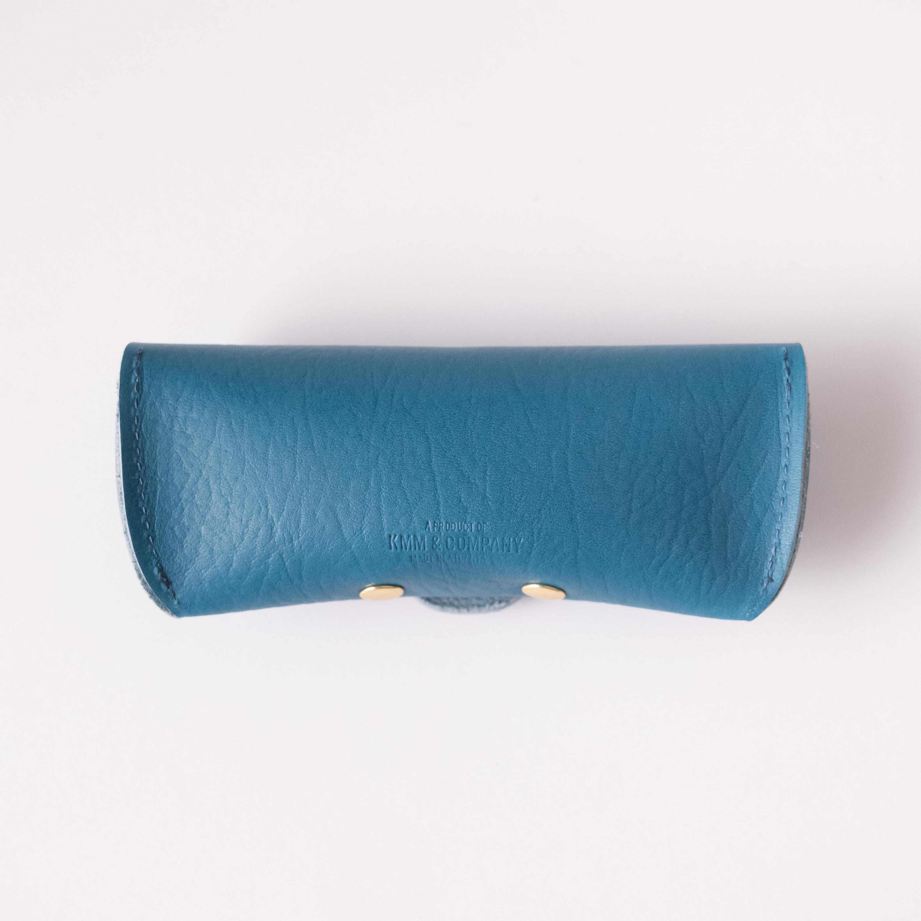 Aqua Bullhide Sunglasses Case- leather glasses case - KMM &amp; Co.