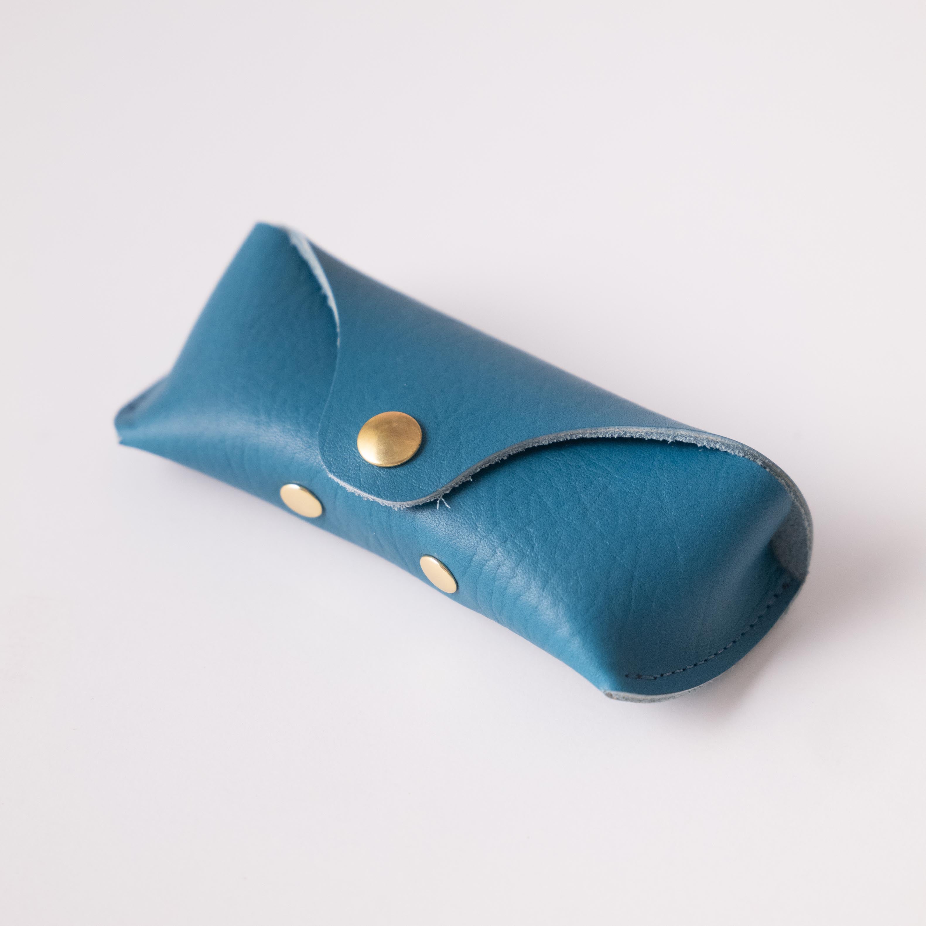 Aqua Bullhide Sunglasses Case- leather glasses case - KMM &amp; Co.