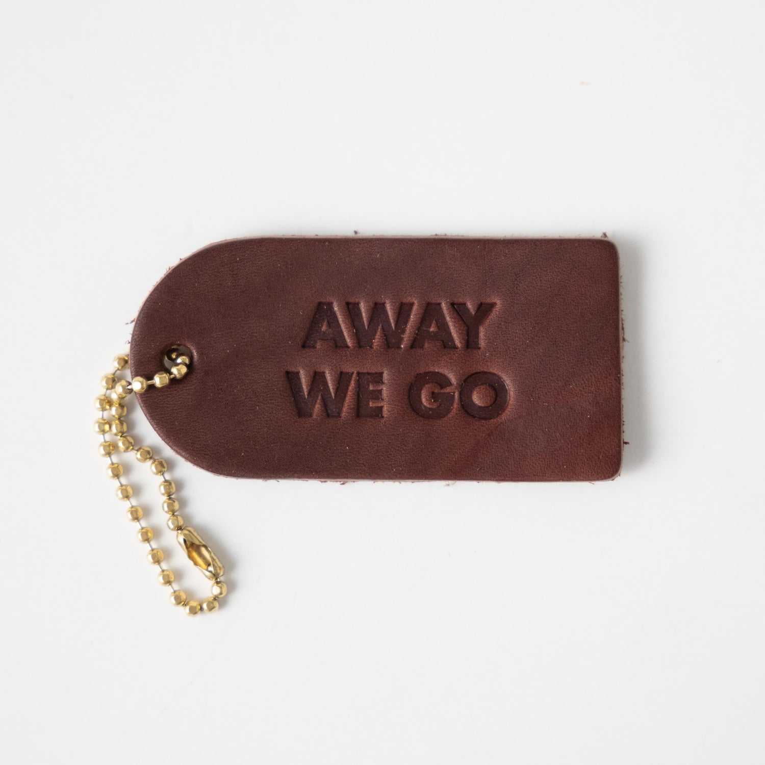 Away We Go Mini Leather Tag- personalized luggage tags - custom luggage tags - KMM &amp; Co.