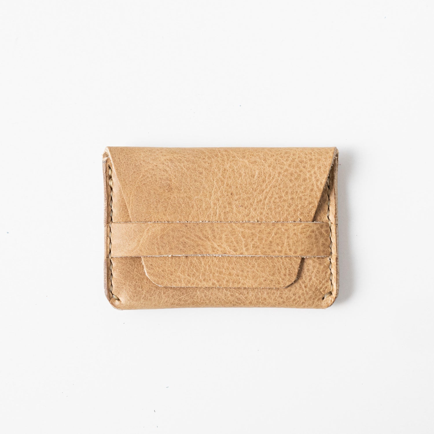 Beige Bison Flap Wallet- mens leather wallet - handmade leather wallets at KMM &amp; Co.