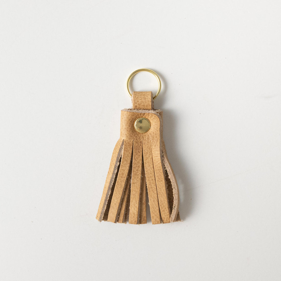 Beige Bison Tassel Keychain- leather tassel keychain - KMM &amp; Co.