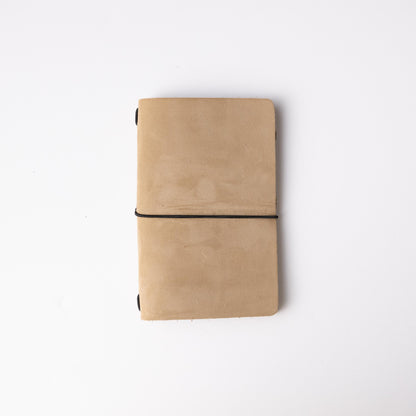 Beige Suede Travel Notebook- leather journal - leather notebook - KMM &amp; Co.