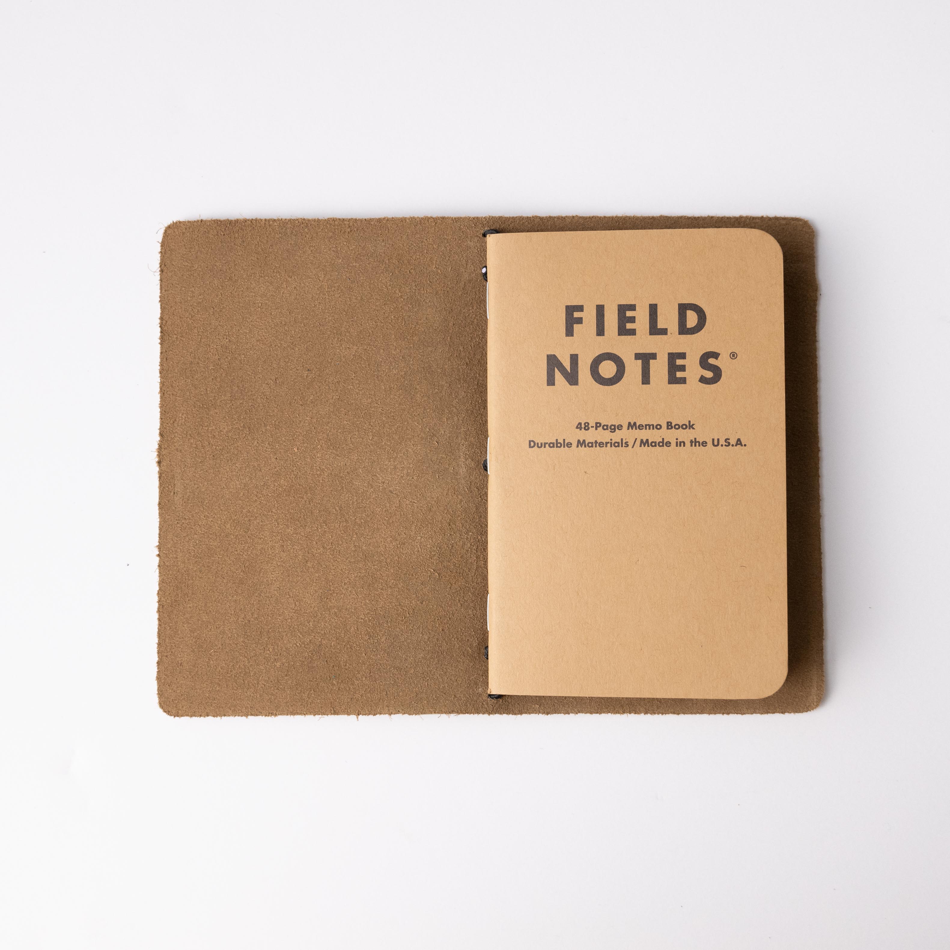 Beige Suede Travel Notebook- leather journal - leather notebook - KMM &amp; Co.