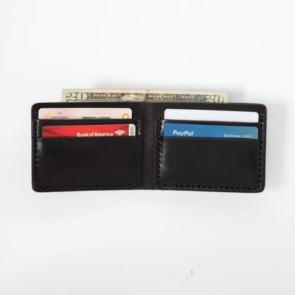 Black Billfold- leather billfold wallet - mens leather bifold wallet - KMM &amp; Co.