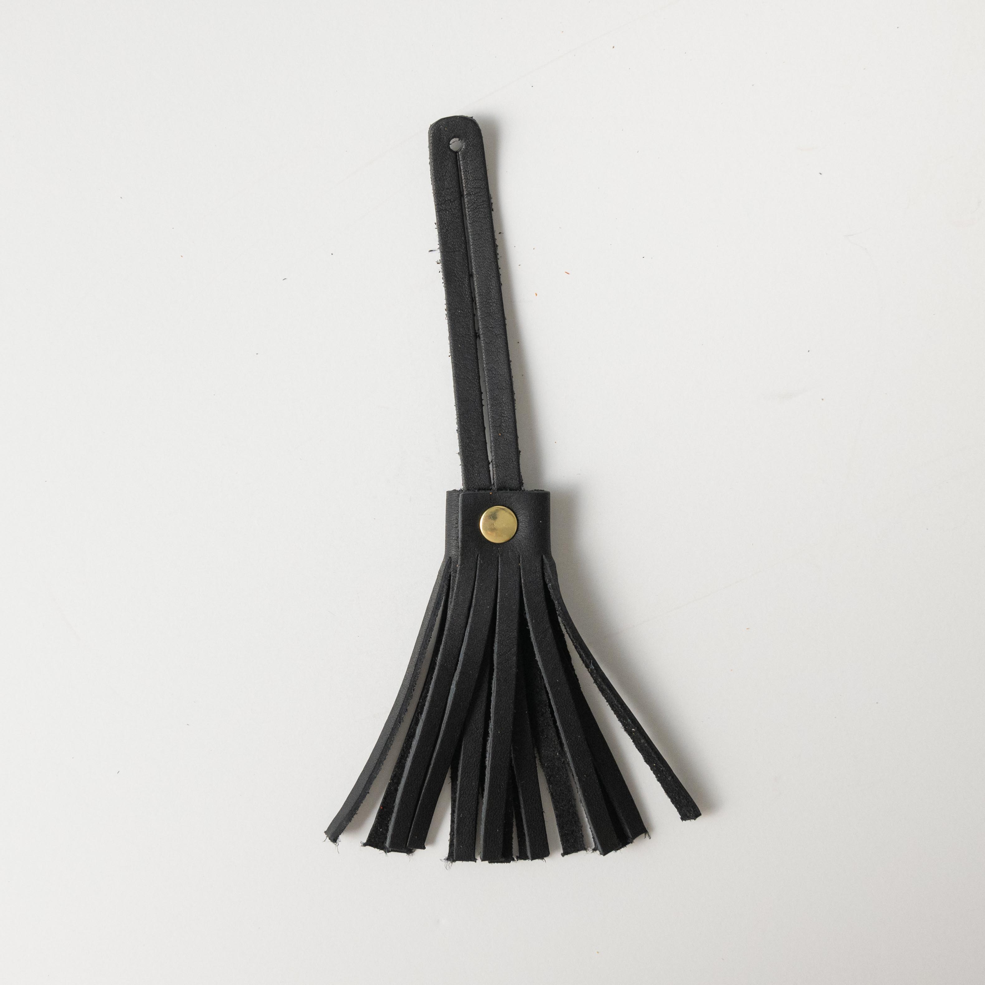 Black Cypress Leather Tassel- leather tassel keychain - KMM &amp; Co.