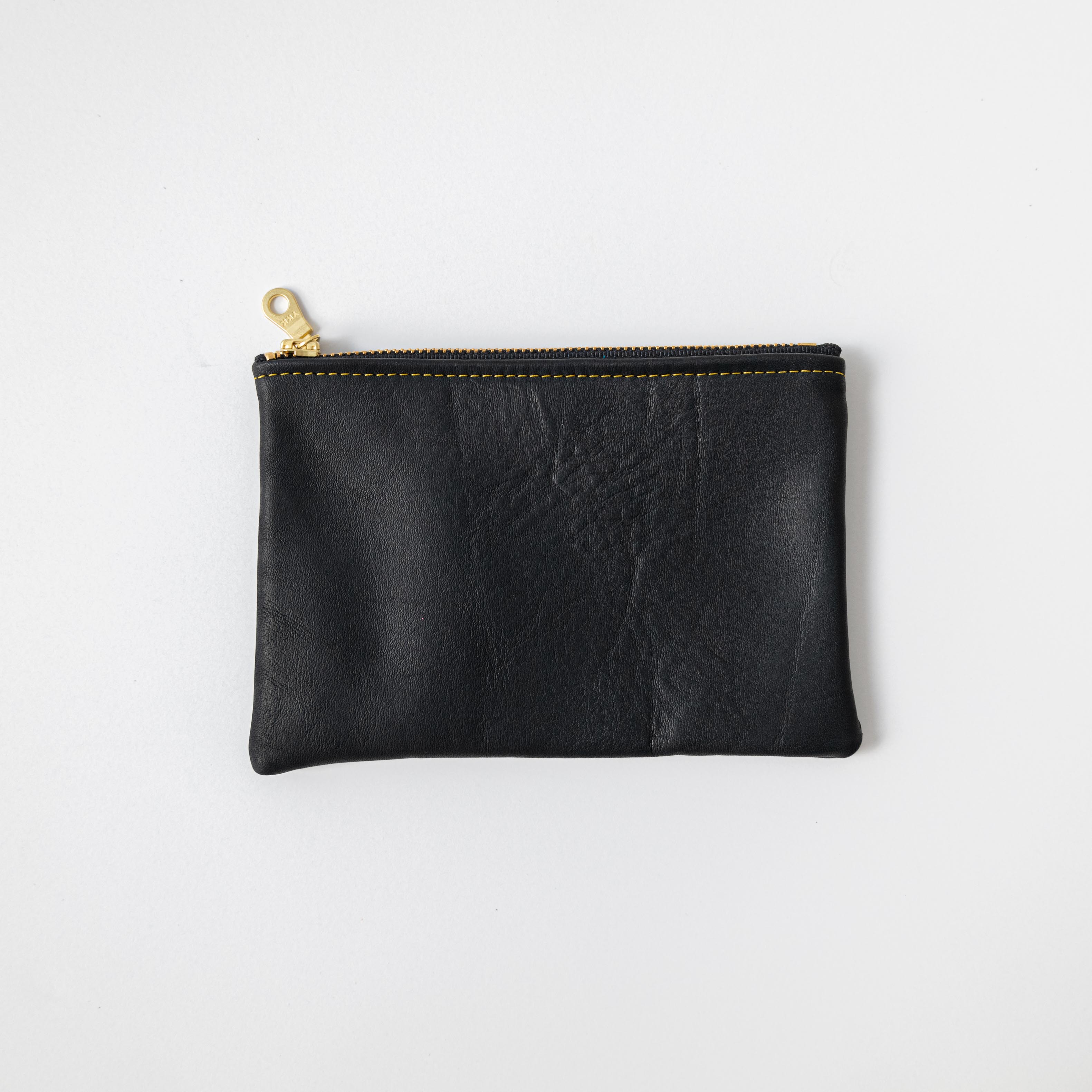Black Cypress Small Zip Pouch- small zipper pouch - leather zipper pouch - KMM &amp; Co.