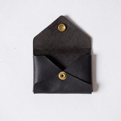 Black Harvest Card Envelope- card holder wallet - leather wallet made in America at KMM &amp; Co.