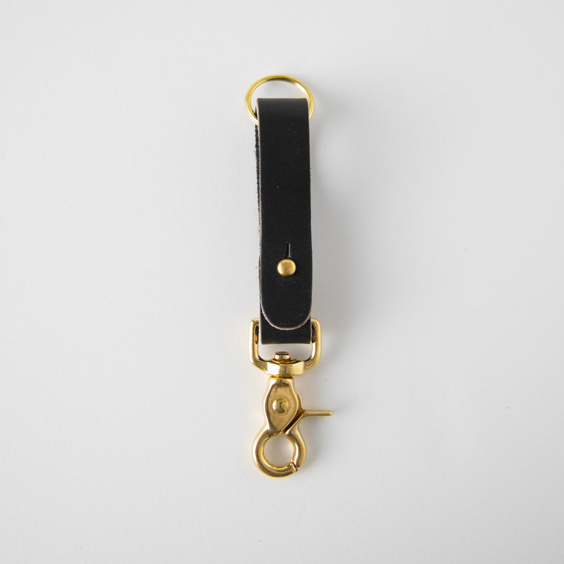 Leather lanyard / black leather keychain