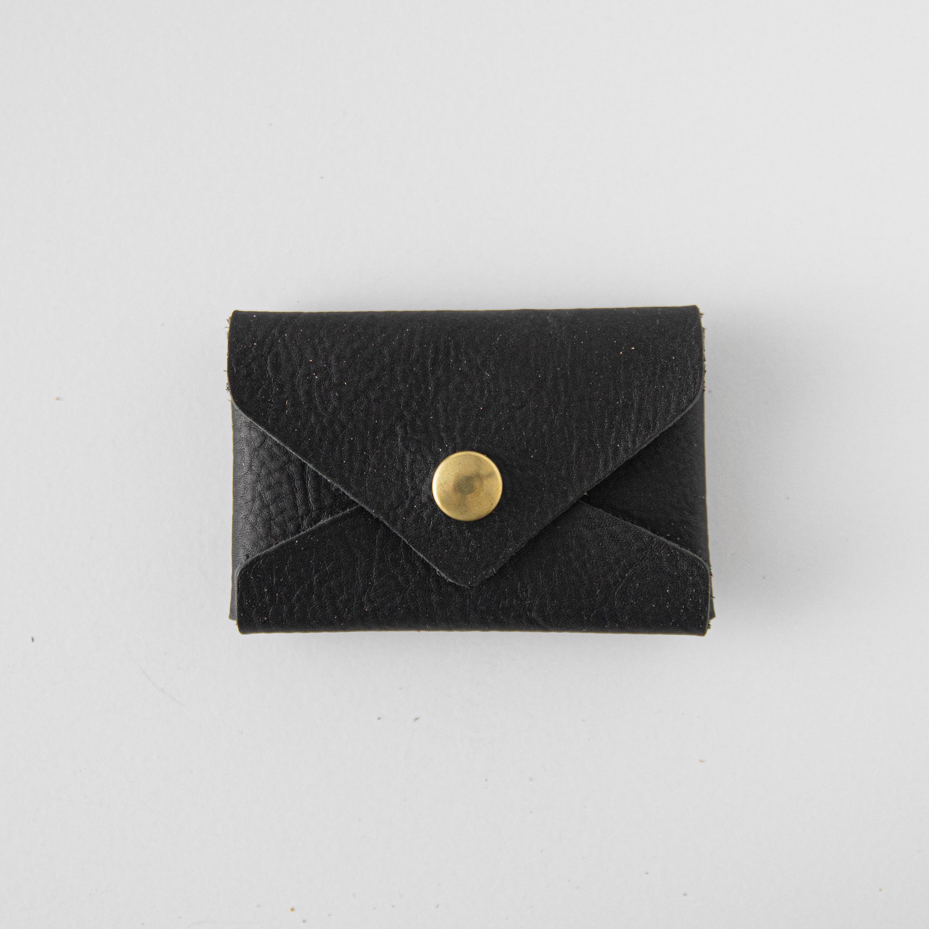 Black Kodiak Card Envelope- card holder wallet - leather wallet made in America at KMM &amp; Co.