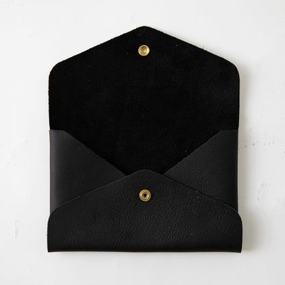 Black Kodiak Envelope Clutch- leather clutch bag - handmade leather bags - KMM &amp; Co.