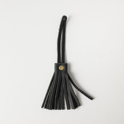 Black Kodiak Leather Tassel- leather tassel keychain - KMM &amp; Co.