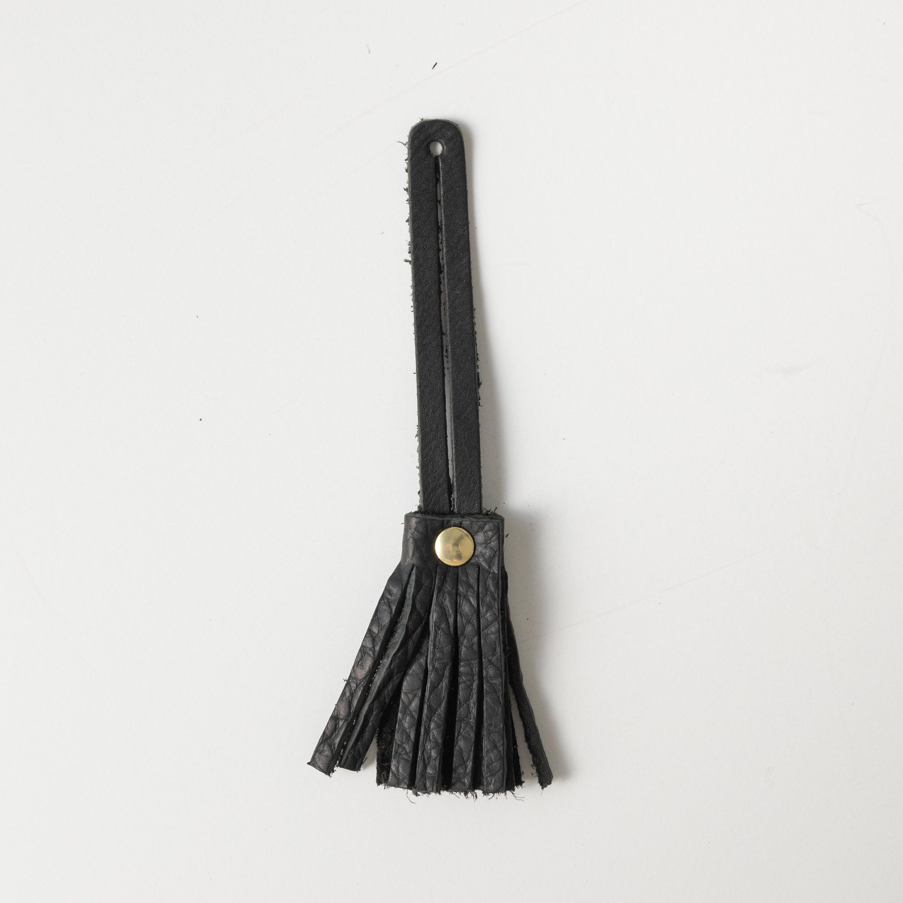 Black Kodiak Mini Tassel- leather tassel keychain - KMM &amp; Co.