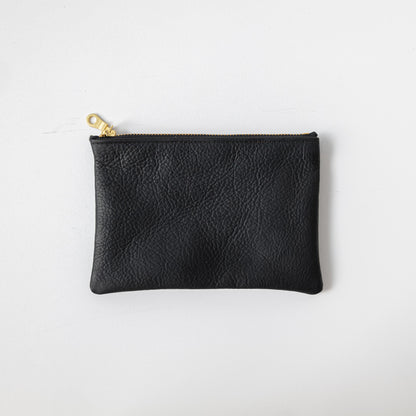 Black Kodiak Small Zip Pouch- small zipper pouch - leather zipper pouch - KMM &amp; Co.