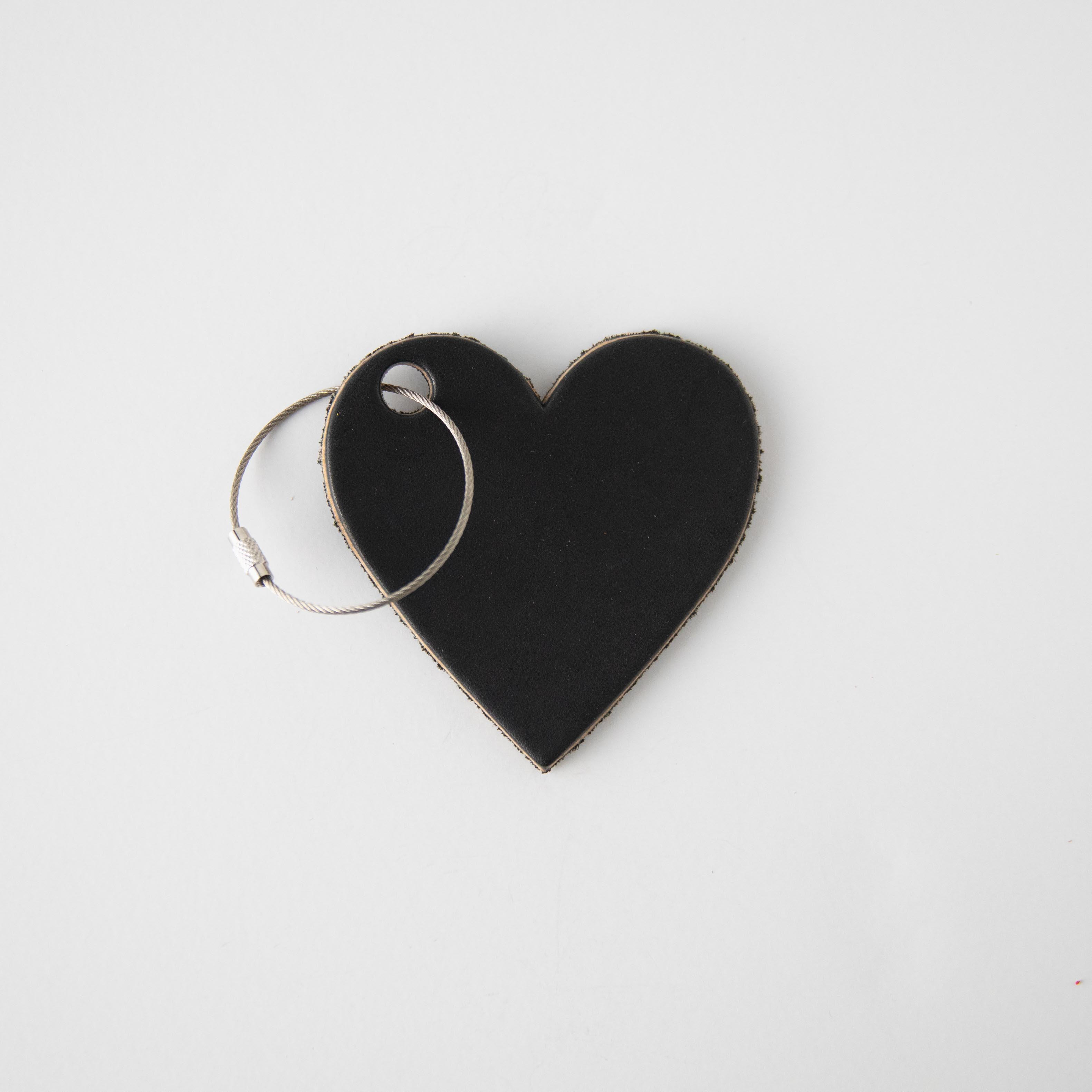 Black Leather Heart Tag- personalized luggage tags - custom luggage tags - KMM &amp; Co.