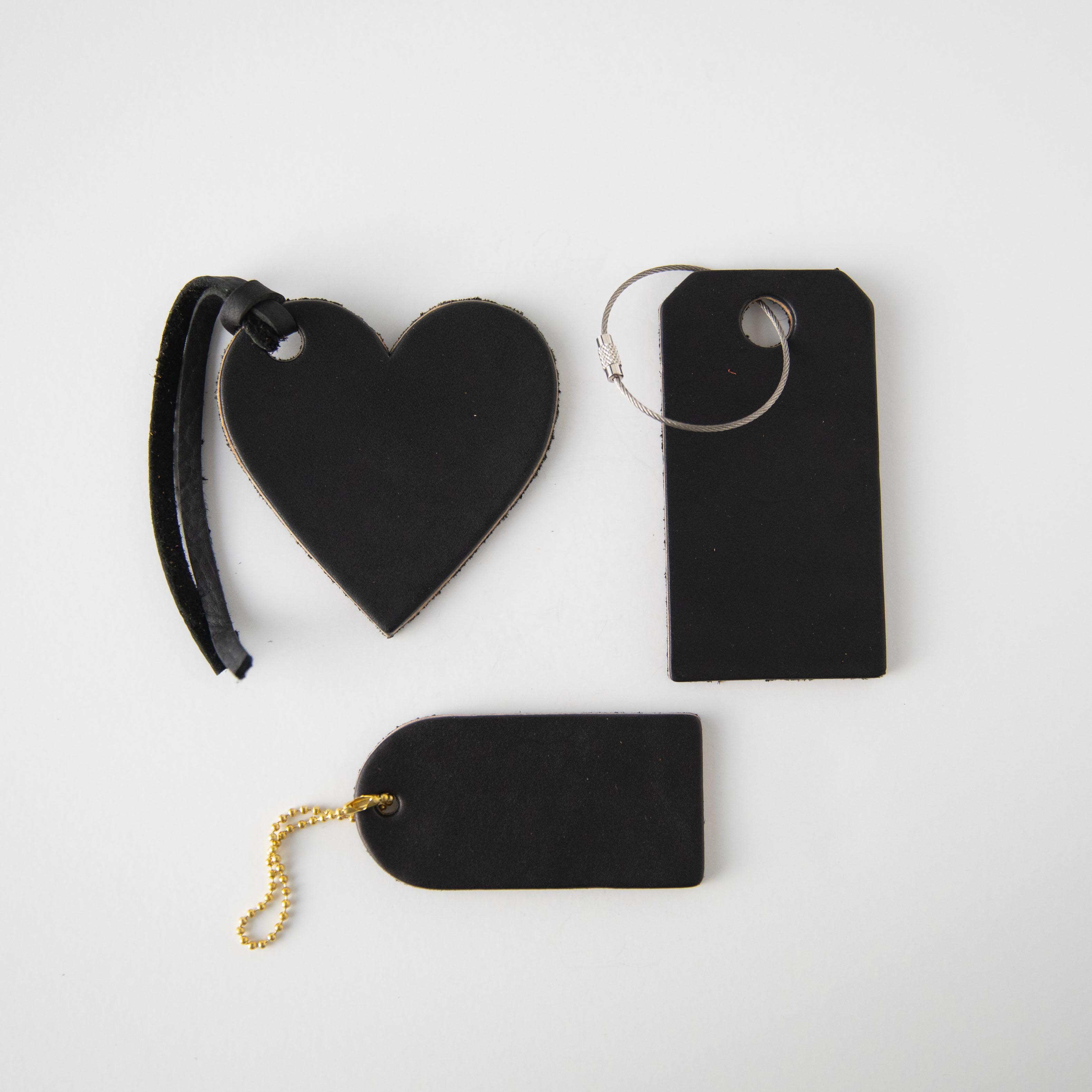 Black Mini Leather Tag- personalized luggage tags - custom luggage tags - KMM &amp; Co.