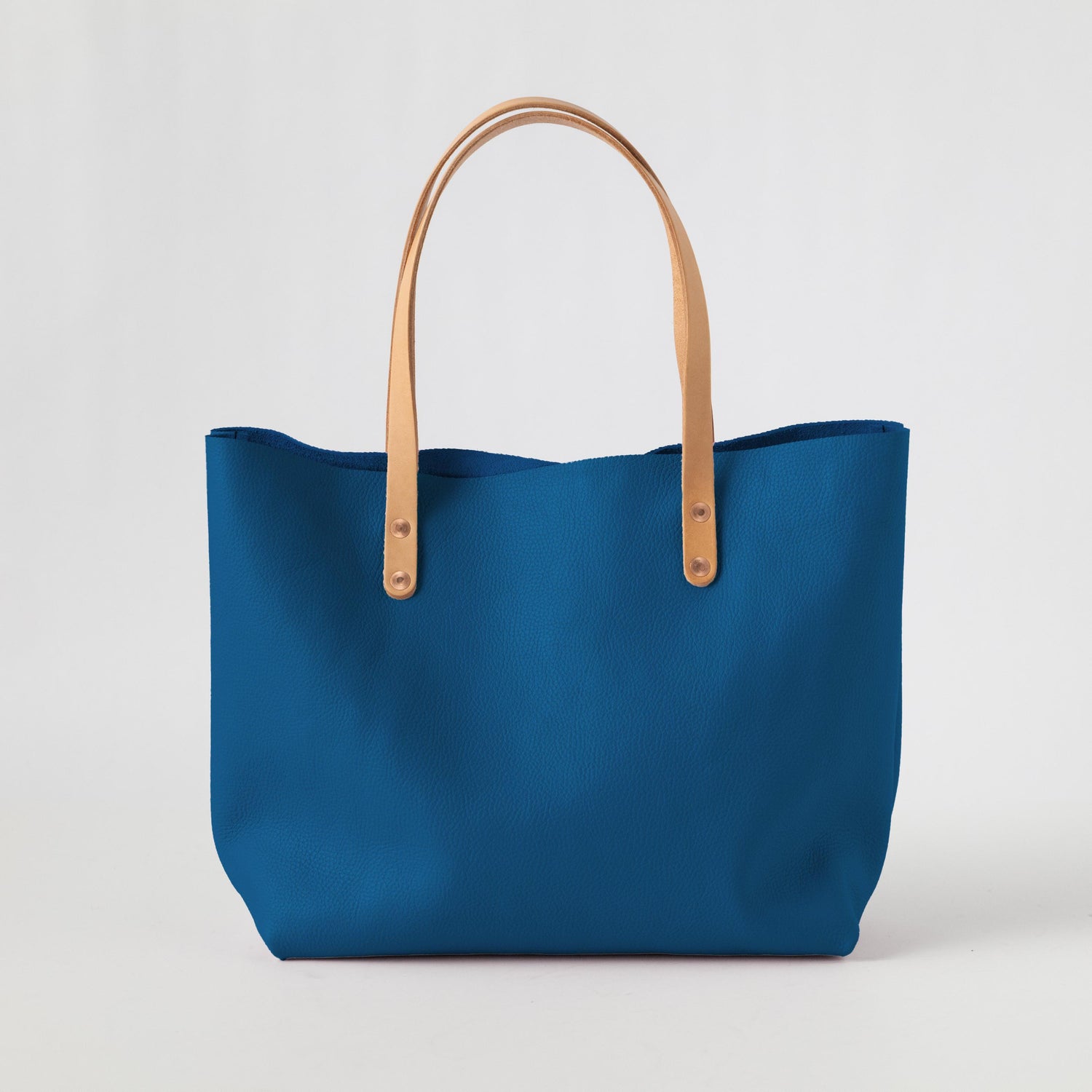 Blue Italian Pebbled East West Tote