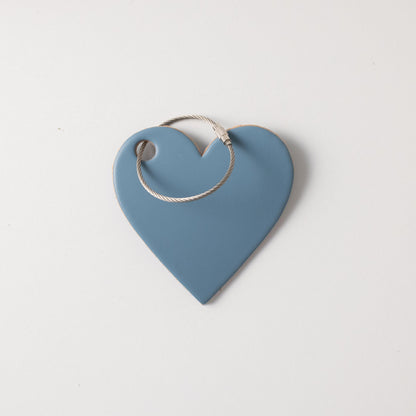 Blue Steel Leather Heart Tag- personalized luggage tags - custom luggage tags - KMM &amp; Co.