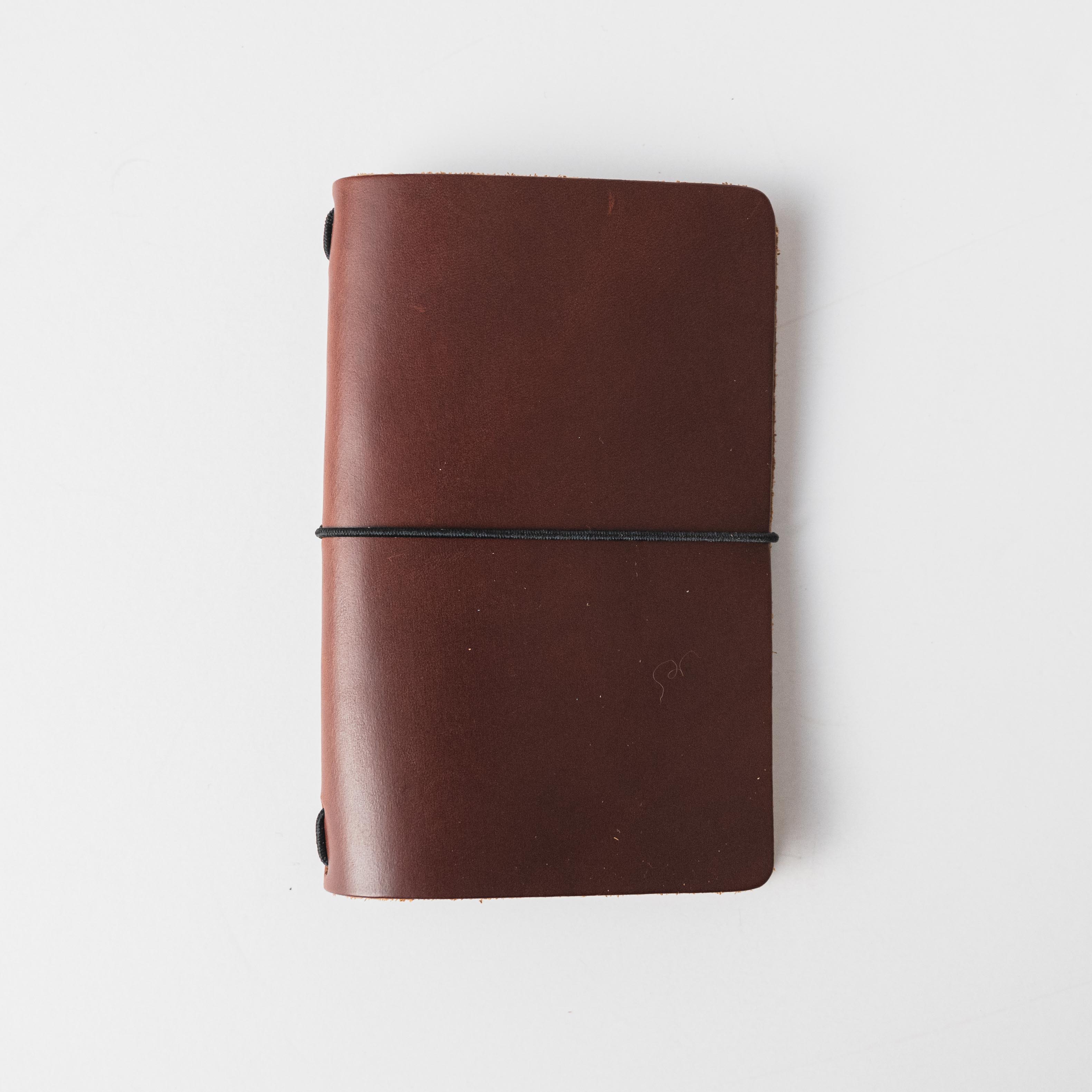 British Tan Double Shot Travel Notebook- leather journal - leather notebook - KMM &amp; Co.