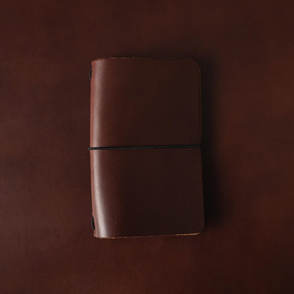 British Tan Double Shot Travel Notebook- leather journal - leather notebook - KMM &amp; Co.