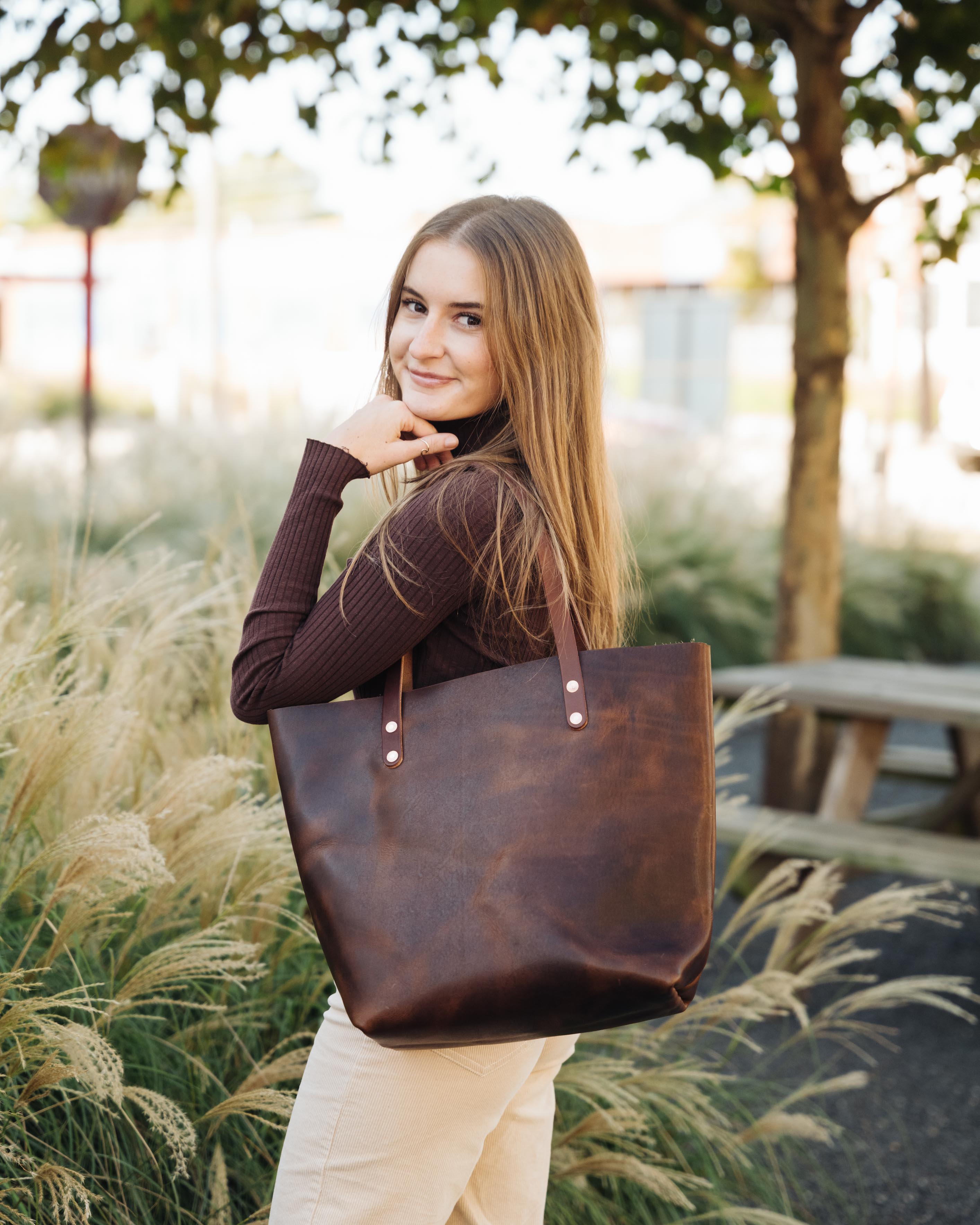 Large Everyday Tote - Large Leather Tote – BuboHandmade