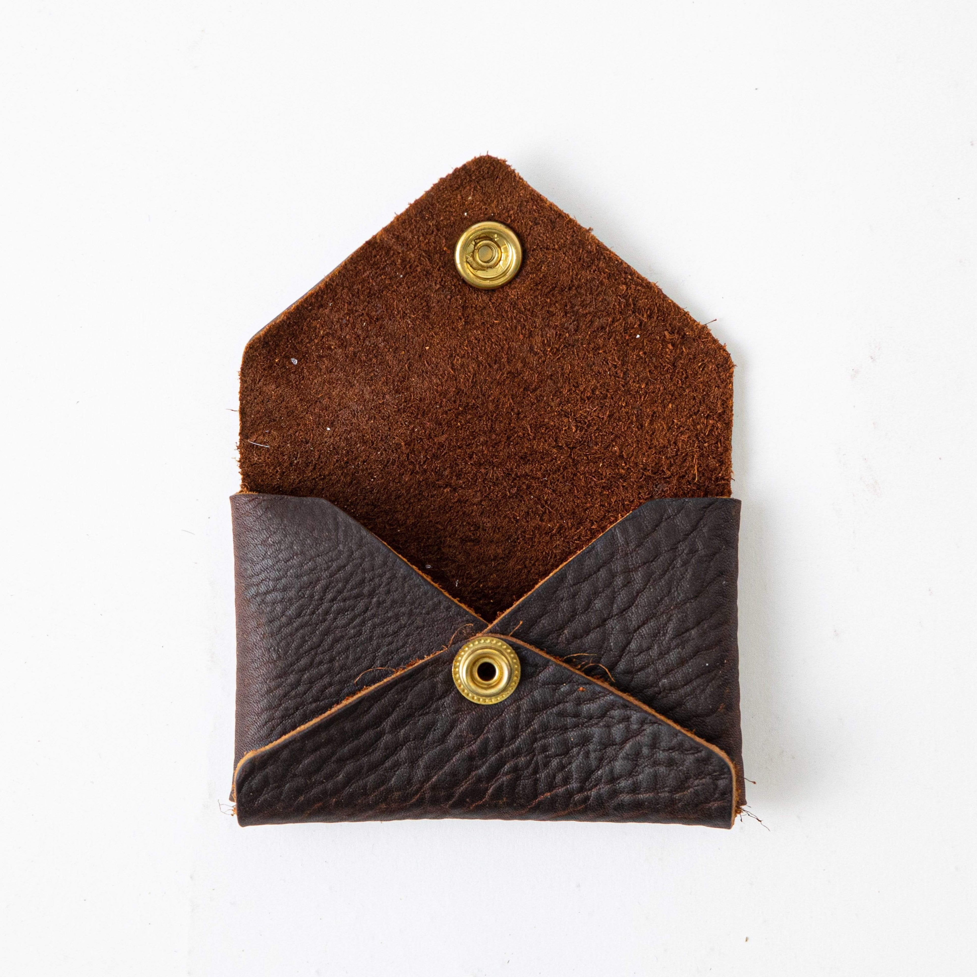 Brown Kodiak Card Envelope- card holder wallet - leather wallet made in America at KMM &amp; Co.