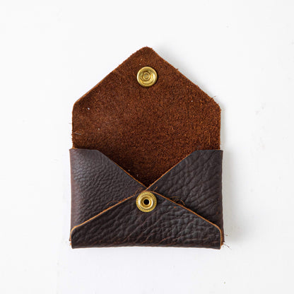 Brown Kodiak Card Envelope- card holder wallet - leather wallet made in America at KMM &amp; Co.