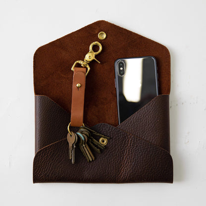 Brown Kodiak Envelope Clutch- leather clutch bag - handmade leather bags - KMM &amp; Co.