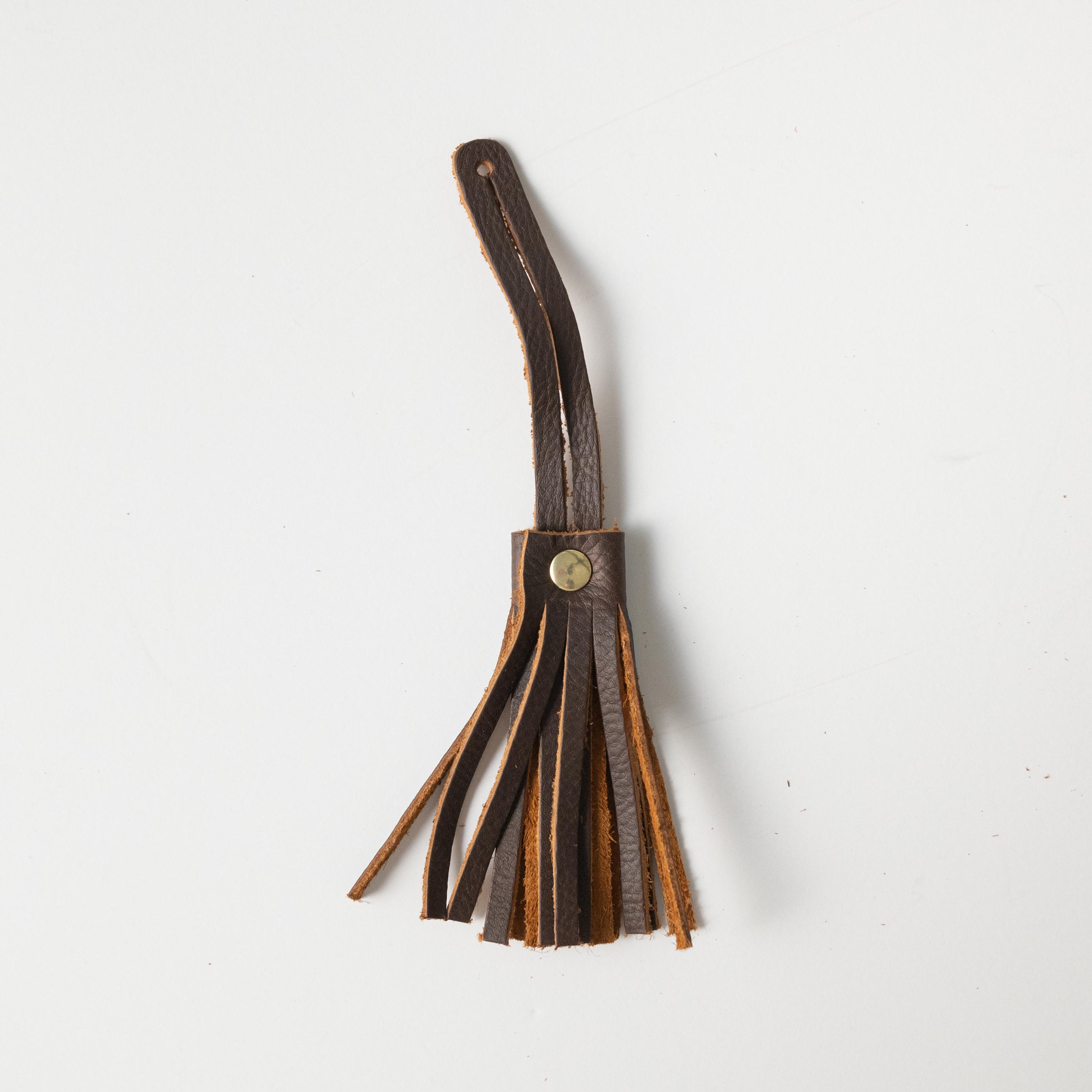 Brown Kodiak Leather Tassel- leather tassel keychain - KMM &amp; Co.