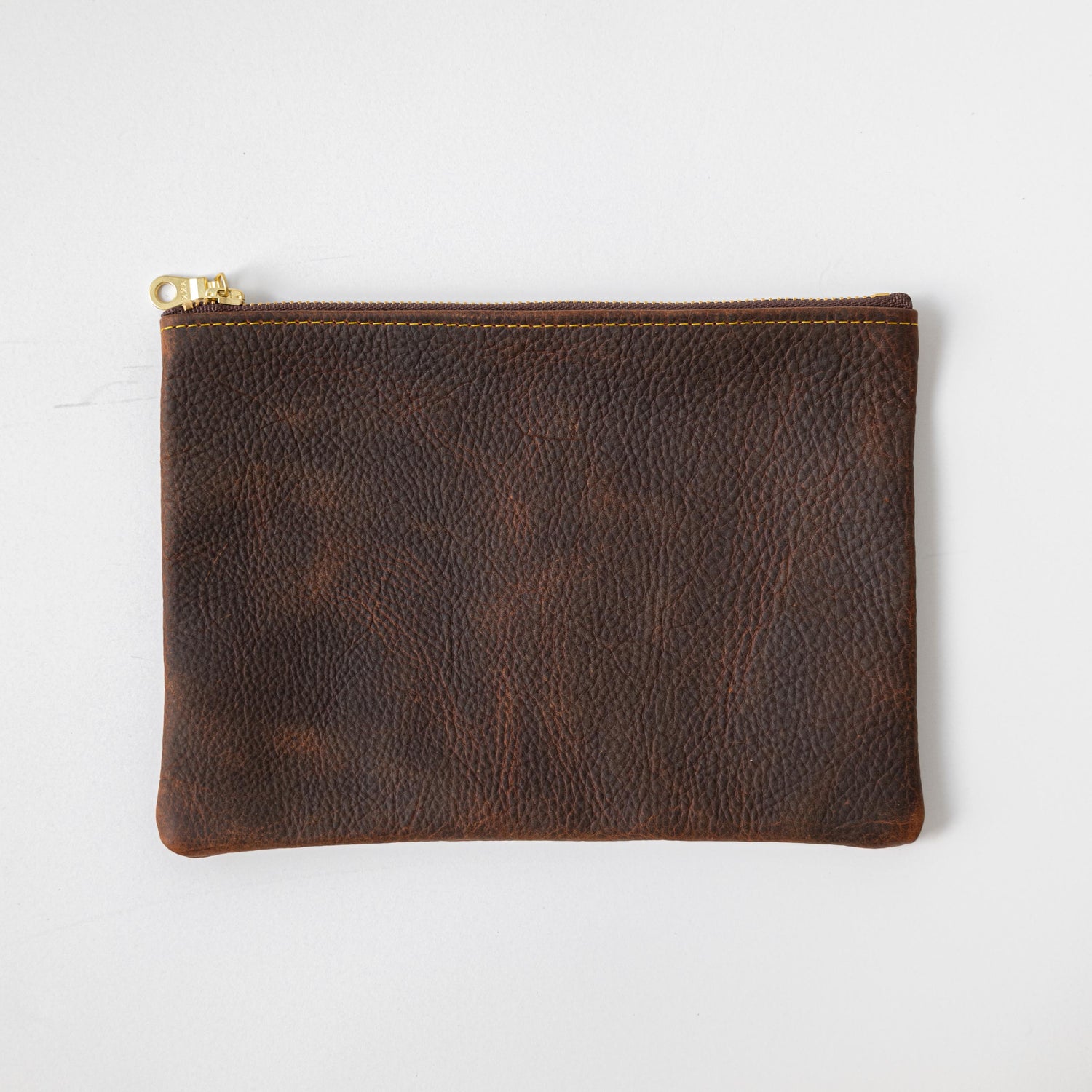 Brown Kodiak Medium Zip Pouch- leather zipper pouch - KMM &amp; Co.