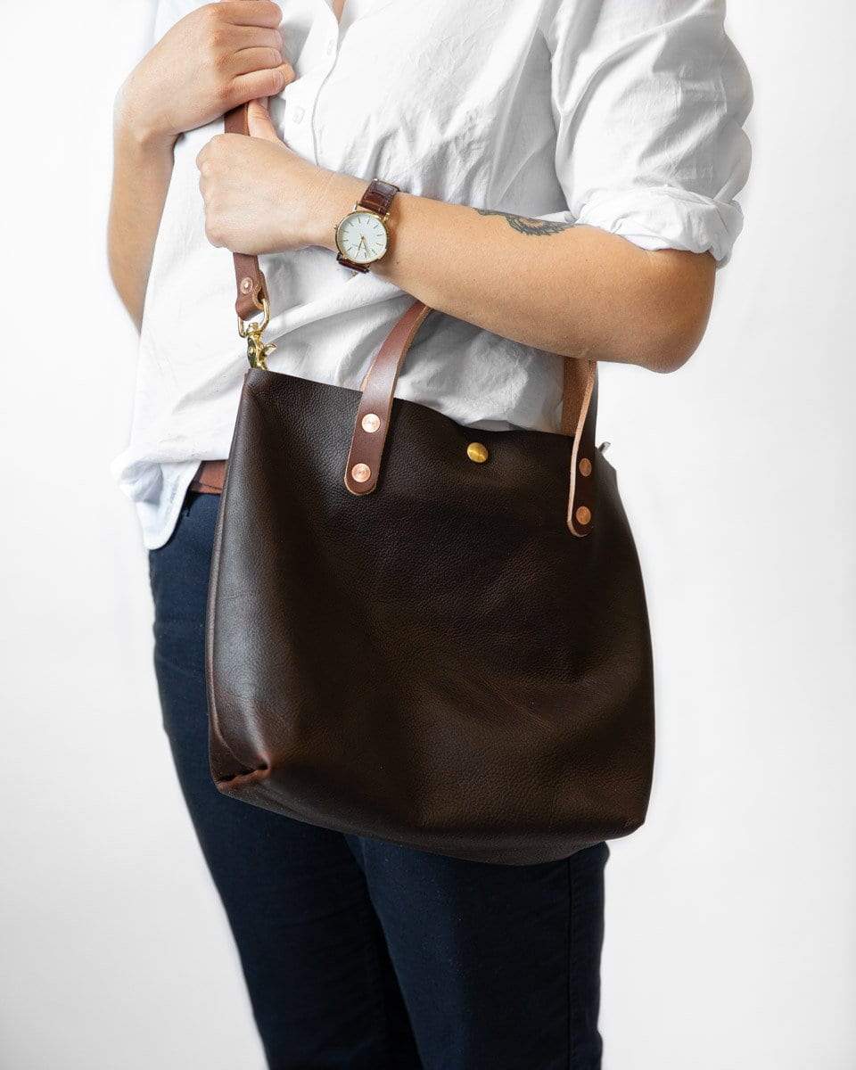 Brown Kodiak Mini Tote- brown small tote bags handmade in America