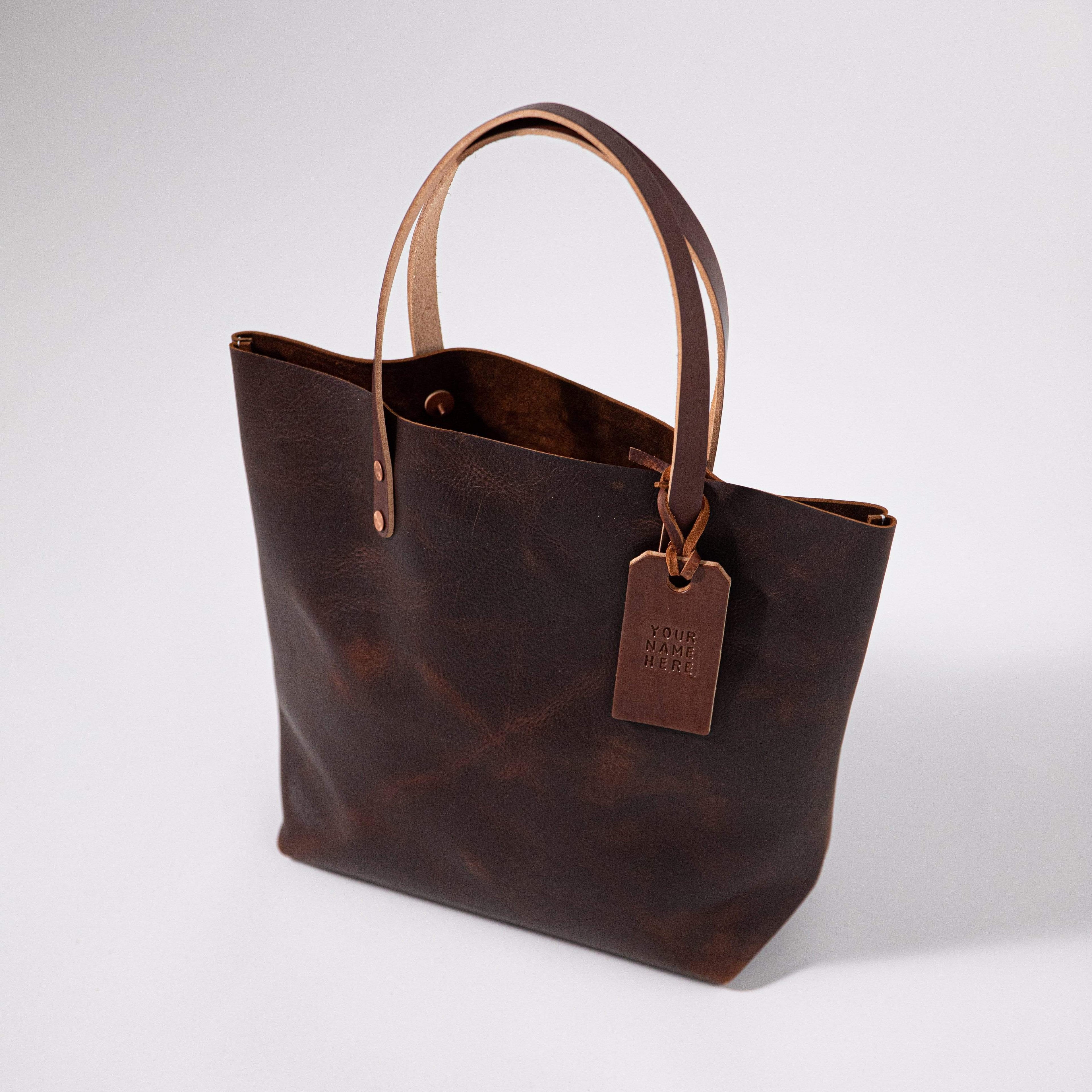 Large Double Handle Tote Bag - Dark Brown