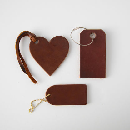 Brown Leather Heart Tag- personalized luggage tags - custom luggage tags - KMM &amp; Co.