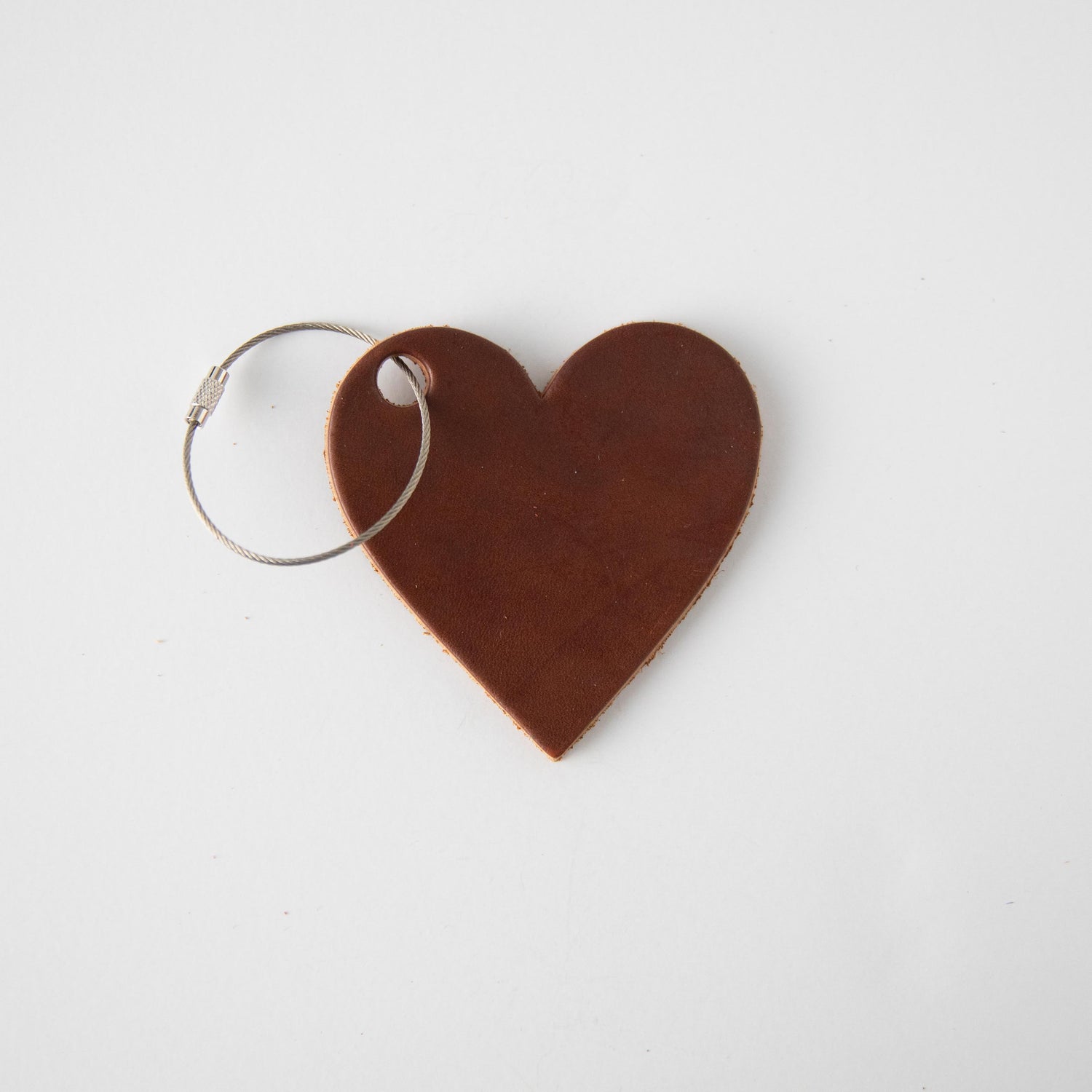 Brown Leather Heart Tag- personalized luggage tags - custom luggage tags - KMM &amp; Co.