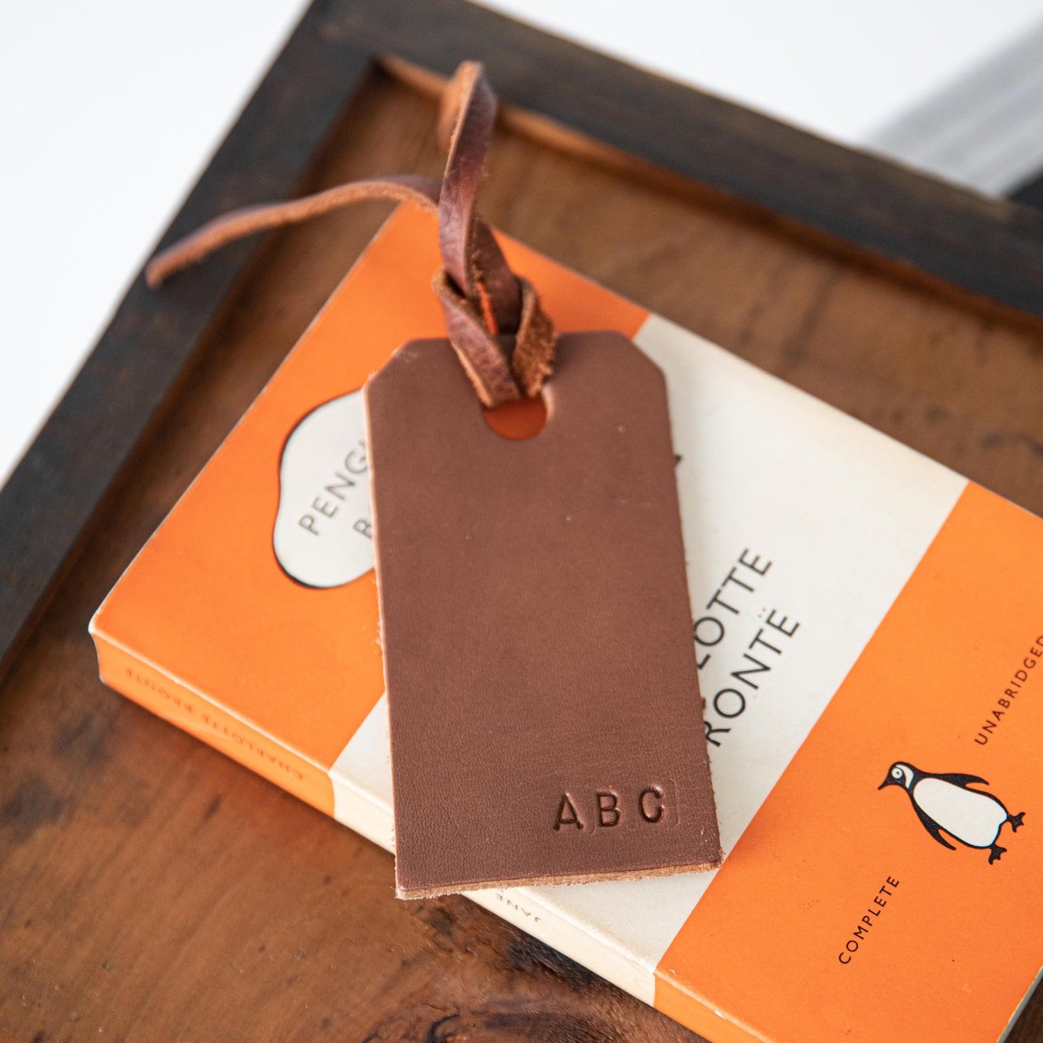 Luggage Tags: Brown Leather Tag  custom luggage tag by KMM & Co.