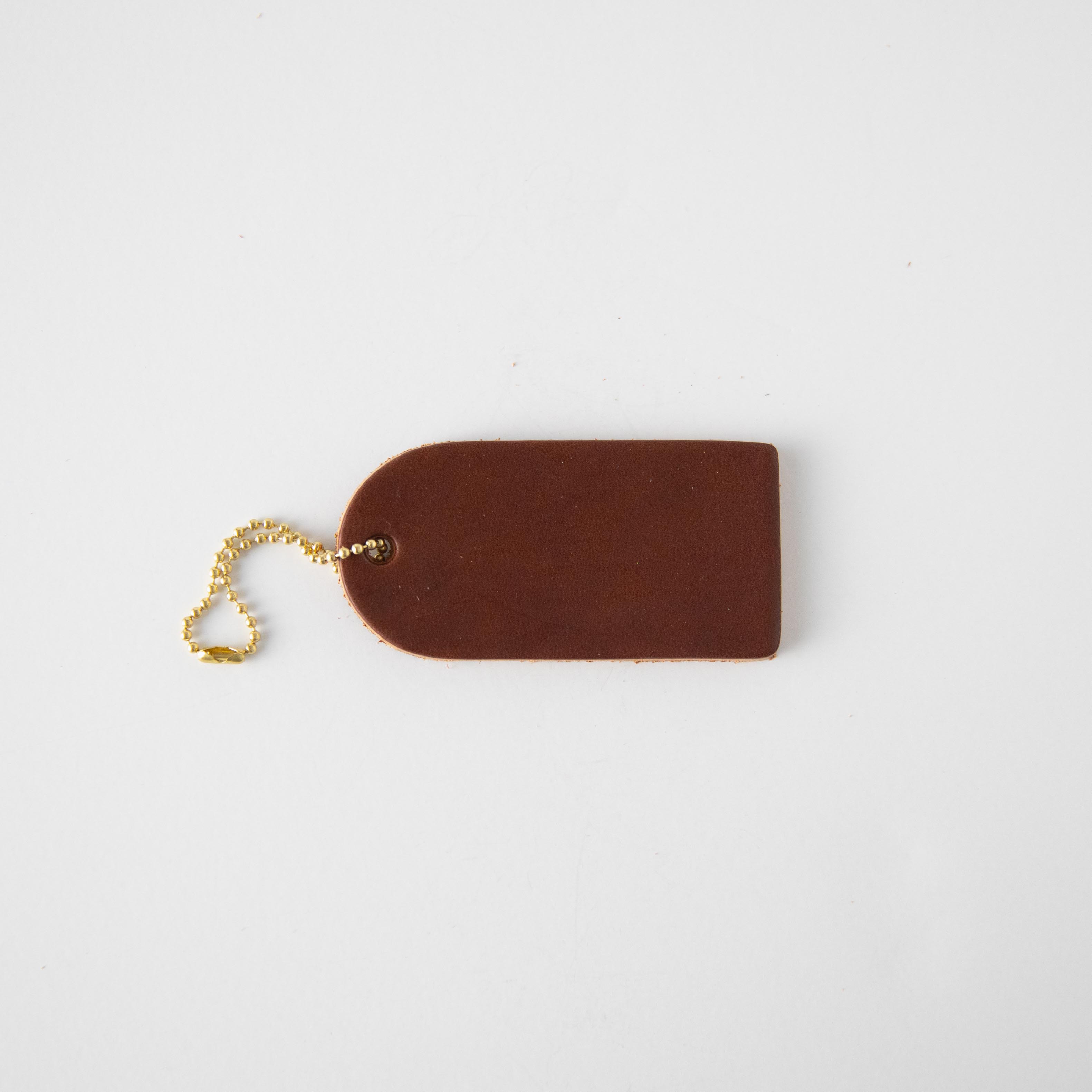 Brown Mini Leather Tag- personalized luggage tags - custom luggage tags - KMM &amp; Co.