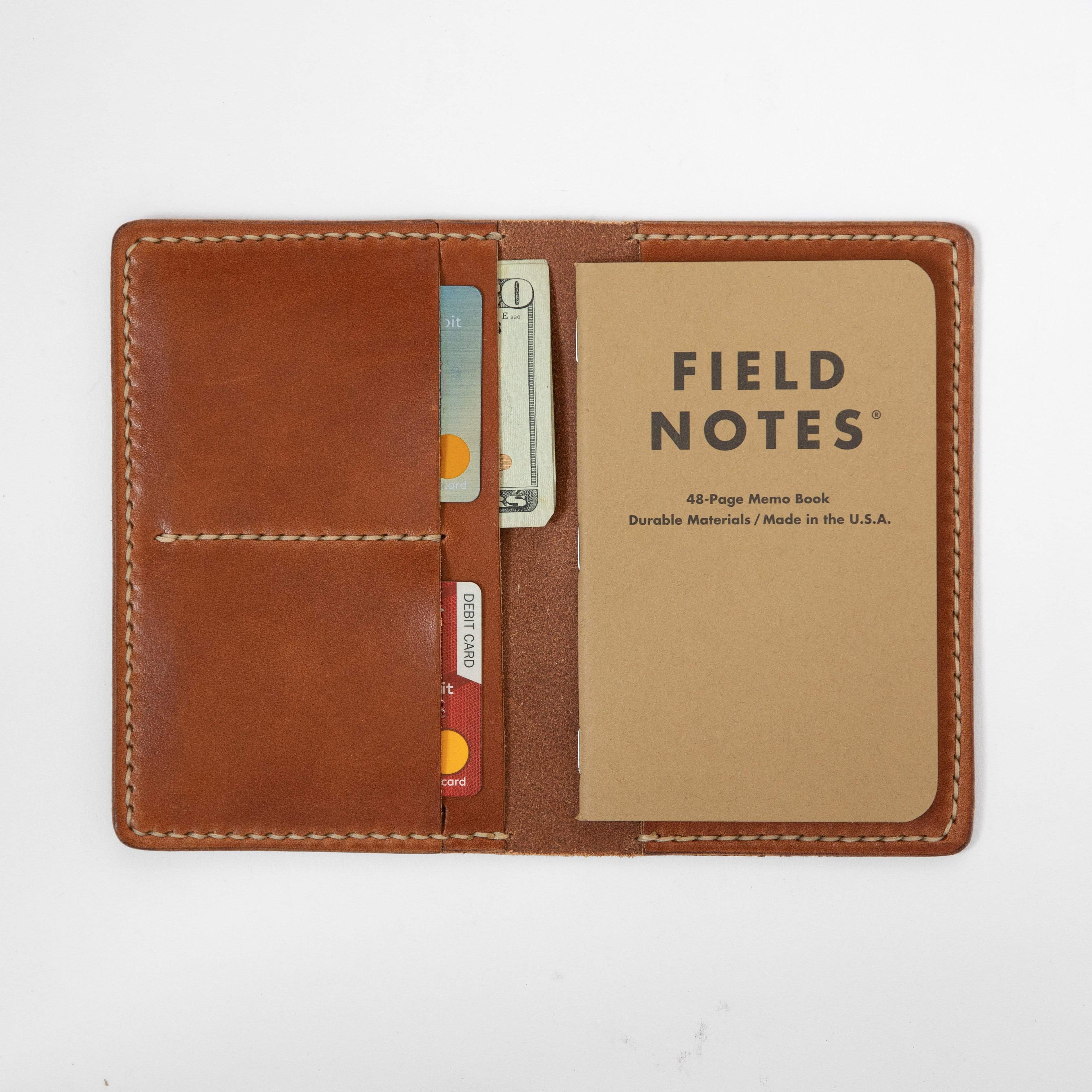 Buck Brown Notebook Wallet- leather notebook cover - passport holder - KMM &amp; Co.