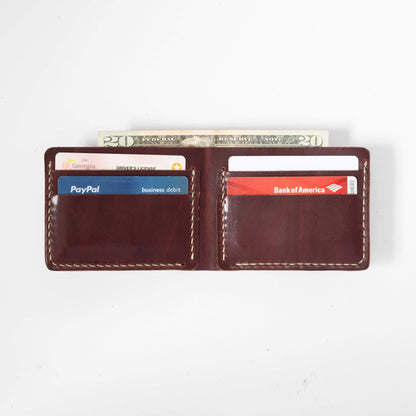 Burgundy Billfold- leather billfold wallet - mens leather bifold wallet - KMM &amp; Co.