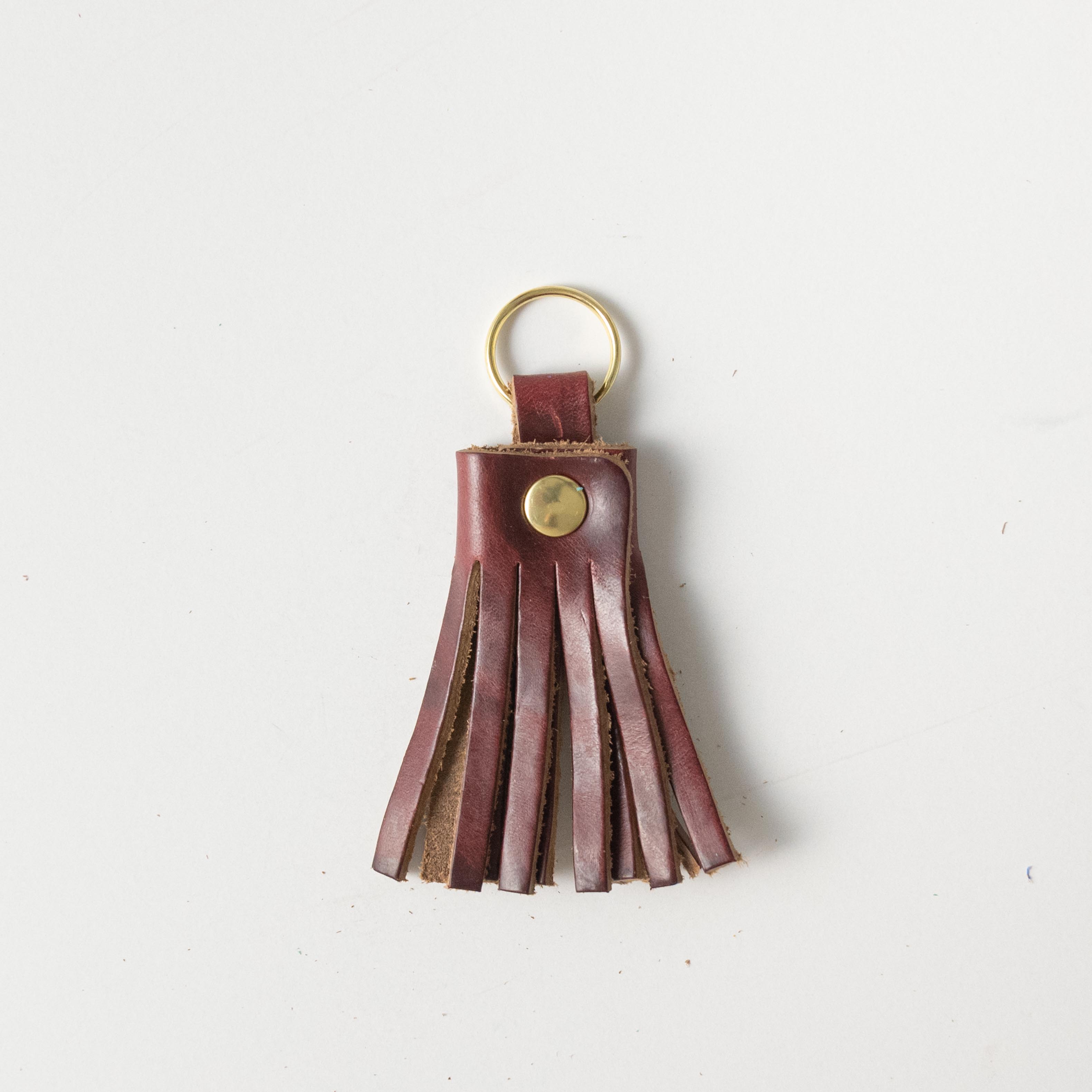 Burgundy Chromexcel Tassel Keychain- leather tassel keychain - KMM &amp; Co.