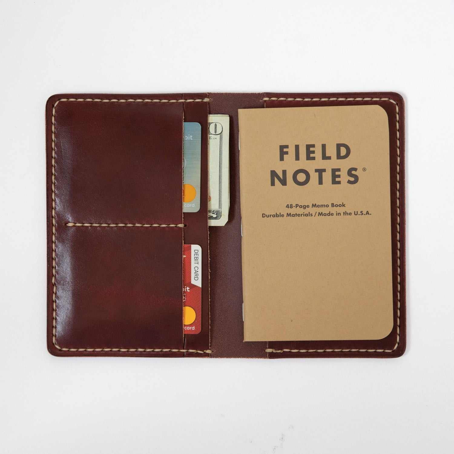 Burgundy Notebook Wallet- leather notebook cover - passport holder - KMM &amp; Co.
