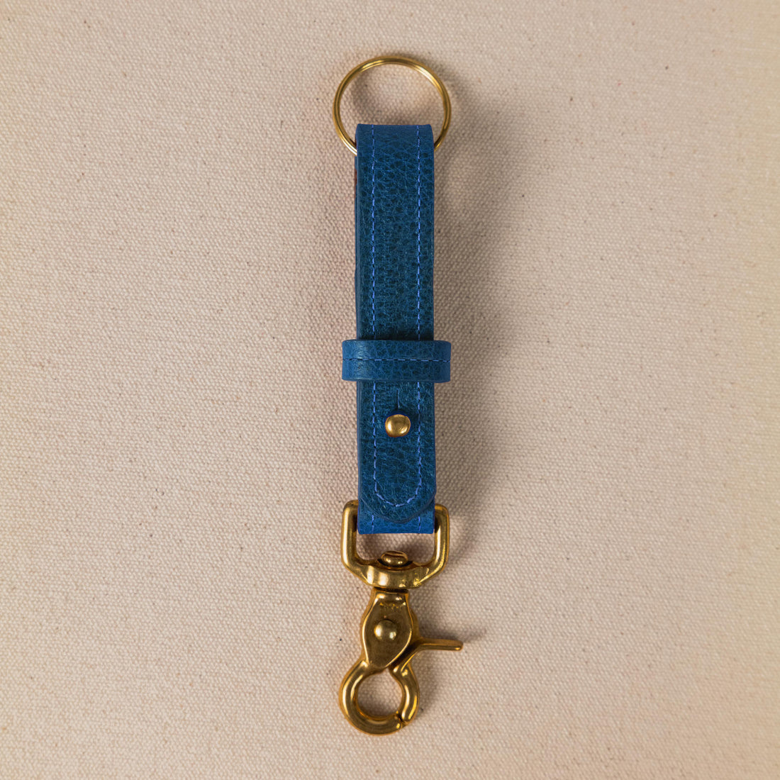 Cobalt Bulldog Key Lanyard- leather keychain for men and women - KMM &amp; Co.