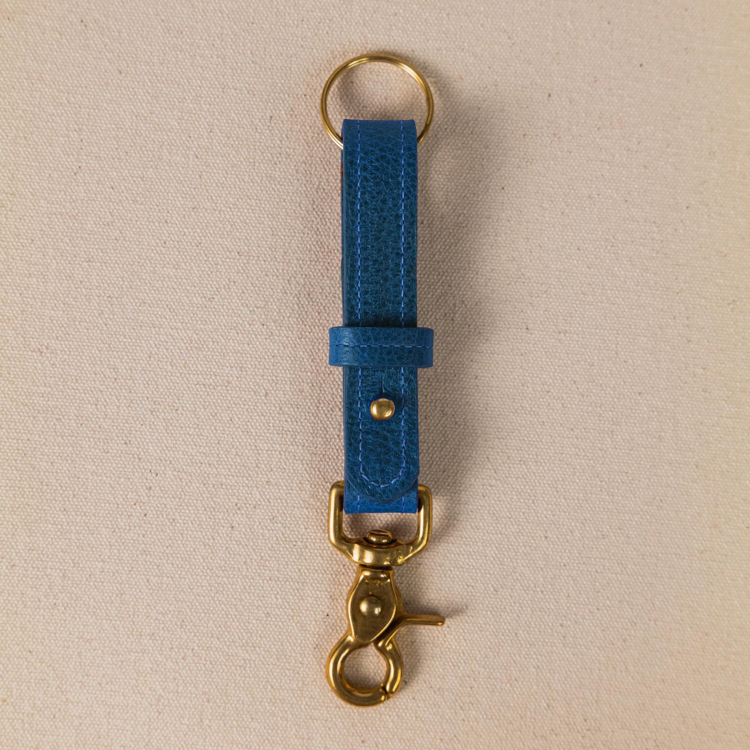 Cobalt Bulldog Key Lanyard- leather keychain for men and women - KMM &amp; Co.